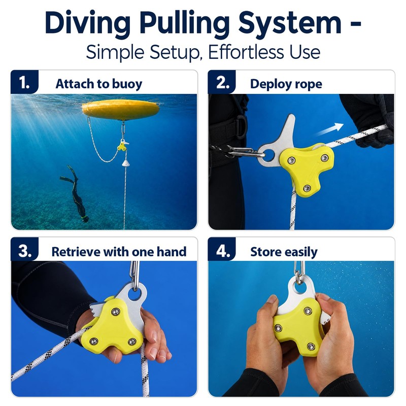 Seafard High Efficiency Scuba Diving Pulley Reel, Aluminum Alloy Pulley