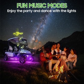 10L0L 2PCS Golf Cart Underbody Light Kit, Underglow LED Light Strip for Yamaha EZGO Club Car, 24 Modes Multicolor RGB Music Sync IP67 Waterproof