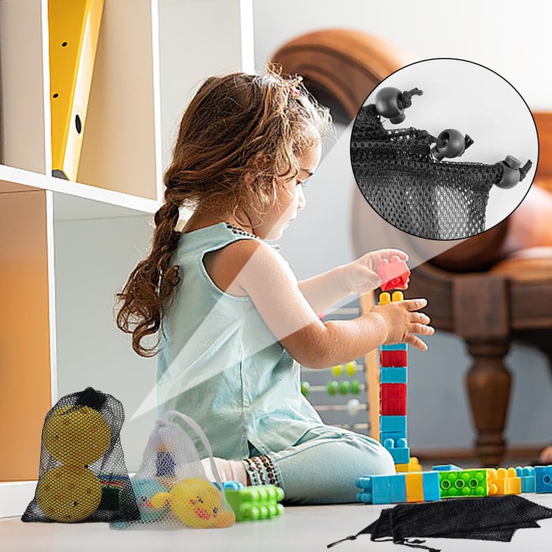 TRKETK 6 Pcs Mesh Drawstring Bags, Polyester Small Net Mesh