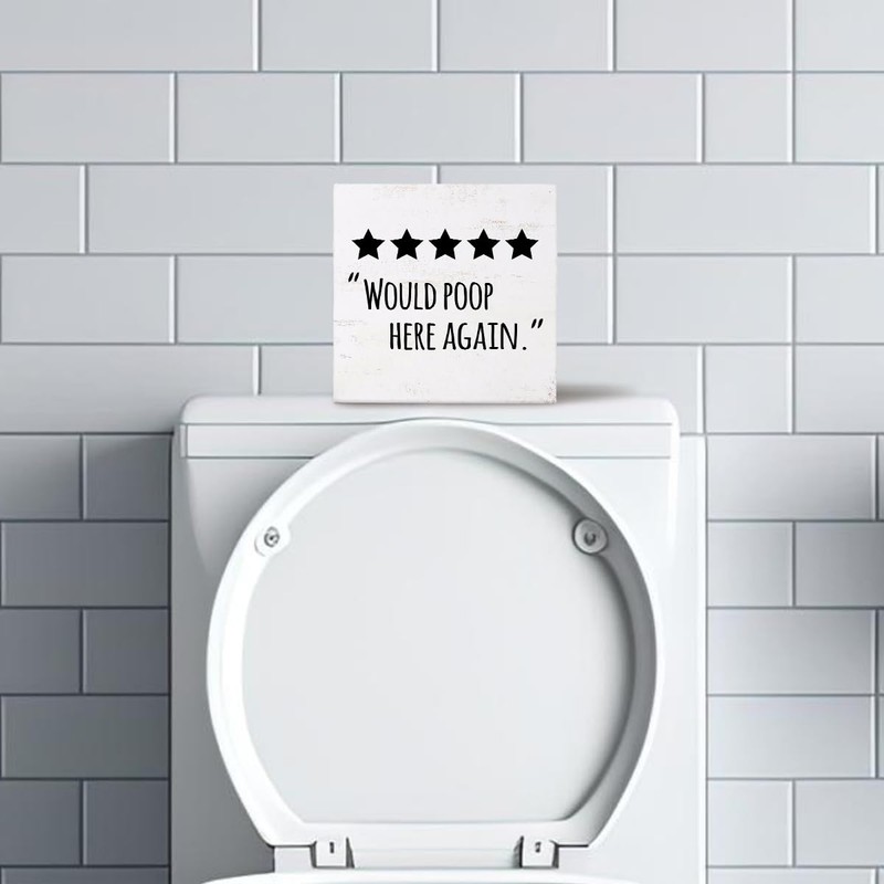 Yetmadi Would Poop Here Again Bathroom Sign,Five Star Rating Bathroom