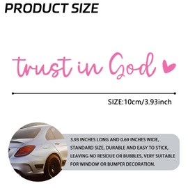 SWQS 2 PCS Car Stickers and Decals, Trust in God Rearview Mirror Sticker for Cars, Christian Automotive Rear View Mirror Accessories Decor for Women, Bible Verse Stickers Decals for Vehicles (Pink)