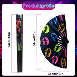 ElevaPulse Hand Fan, UV Glow Large Foldable Bamboo Wood, Fan Rave, Rave Fan, Fecher Women's for Fans Festival, Festival Accessories, Dance, Home Decorations, Party, Summer Gift