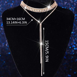 Unicra Gold Rhinestone Necklace Diamond Choker Necklaces Formal Bridal Prom Fashion Costume Jewelry Necklace for Women (Gold)