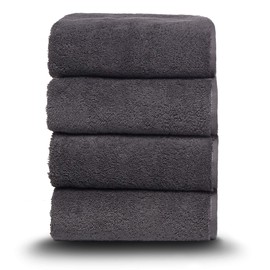 Arus Classic Towel 100% Turkish Cotton Hotel Spa Towel, Hand Towel Dark Gray, Set of 4