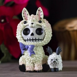 Ebros 3.25" Tall Furrybones Paco The Sheep Lamb with Purple Ribbon Figurine