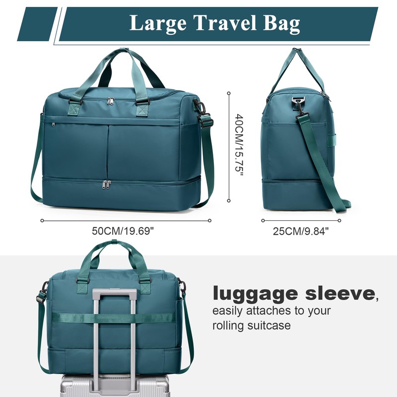 Weekender Bags for Women, Large Travel Duffle Bag with Shoe
