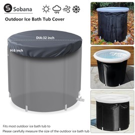 Sobana Outdoor Ice Bath Cover, Waterproof Dust Proof Anti-UV Portable Bathtub Cover (Grey)