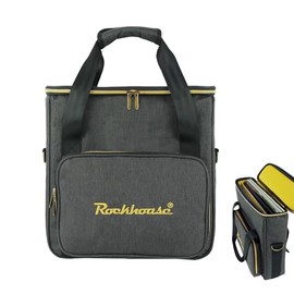 Rockhouse 12" Vinyl Record Storage Carry Bag Holds 10 LPs for Collectors | Portable Record Tote Bag with Shoulder Strap, Padded Protection Vinyl Carrying Case for Travel, DJ Gigs & Transport Albums