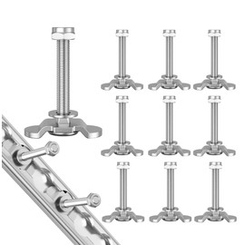 Vandrabase 10Pcs L Track Threaded Stud Fittings M8 x 60mm Double Stud Lug Tie Down with Nylon-Insert Lock Nut, Heavy-Duty L Track Accessories for Truck Bed and Trailer Cargo Control-Silver