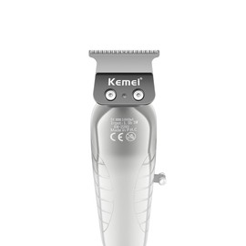 KEMEI 2293 - Cortadora de pelo profesional para hombres sin huecos para peluquería con hoja en T, recargable inalámbrica, plateado