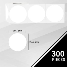 YEGAWEN Removable Labels, 2 Inch Colored Dot Stickers, Waterproof Circle Color Labels, Writable Garage Sale Price Tags Stickers, Suitable for Laser and Inkjet Printable (300Pcs, White)