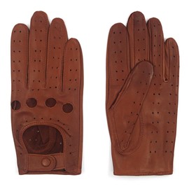 Harssidanzar Women's Leather Driving Gloves Dress up Touchscreen Gloves Lambskin Unlined Women Car Driving Gloves GL009CAB,Cognac,Size L