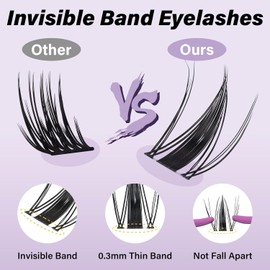 B&Q Fairy Pestañas Postizas Kit Completo Naturales Banda Invisible Racimos 144 pcs Extensiones de Pestañas Efecto Natural Adecuado para Principiantes b&q Lashes con Lash Bond and Seal（Kit-Fairy）