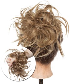 Tess Women’s Bun Hairpiece, Scrunchie With Straight Hair, Messy Bun, Top Knot, Up Do Hair Extensions, 45g Light Brown/Medium Blonde