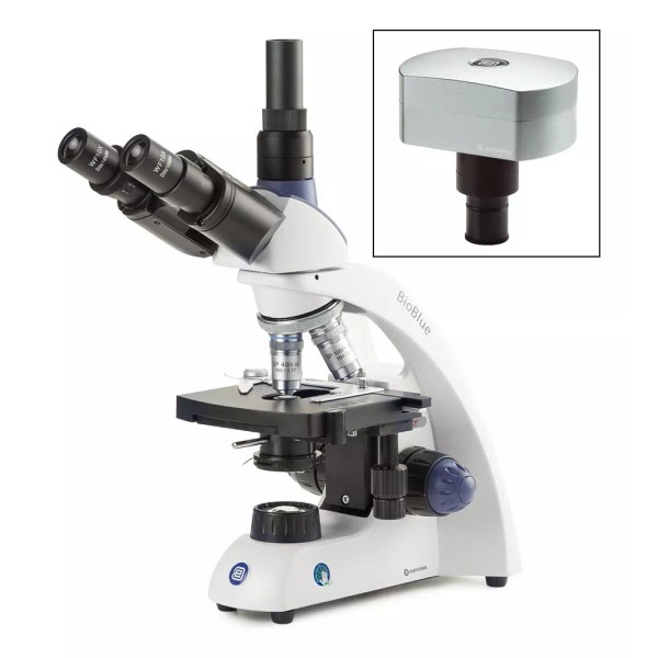 BIOBLUE - KABLA Microscopio Trinocular Bioblue Obj.4,10,40,100x, Con Cámara