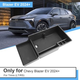 2024 2025 2026 Blazer EV Center Console Organizer for Chevy Blazer EV (LT/RS/SS),Durable ABS Plastic&Anti-slip Rubber Console Tray Insert 2026 2025 Chevy Blazer EV Accessories (with Black Mats)