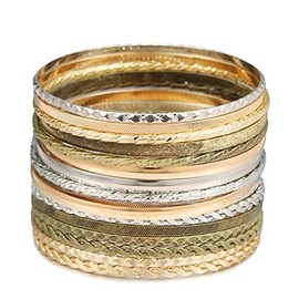Bohemian Gold Bangle Bracelets Set for Women- Multi Layer Stackable Textured Bracelet Retro Indian Chunky Cable Twisted Wristband for Women Best Friend Wedding Bridal Birthday Party Gift-I
