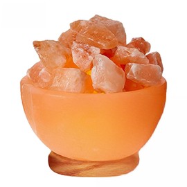 Himalayan Glow Natural Pink Salt Bowl Night Lamp with Crystal Chunks | Hand-Carved Himalayan Salt Lamp for Air Purification and Calming Ambiance