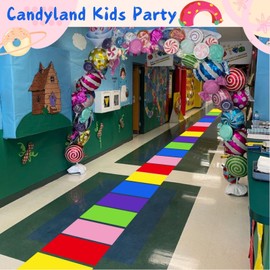 30 Pcs Colorful PVC Floor Stickers, Candy Land Themed Floor Decals, Princess Candy Land Runway Hallway Rug for Classroom Pathway Birthday Party Decorations(11.7 x 8.3 Inch)