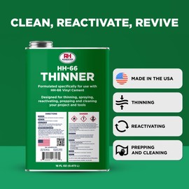 HH-66 Thinner, 16 oz. can - Prepping, Thinning, Reactivating, Cleaning, Multi-Purpose, Compatible with HH-66 Vinyl Cement - RH Adhesives