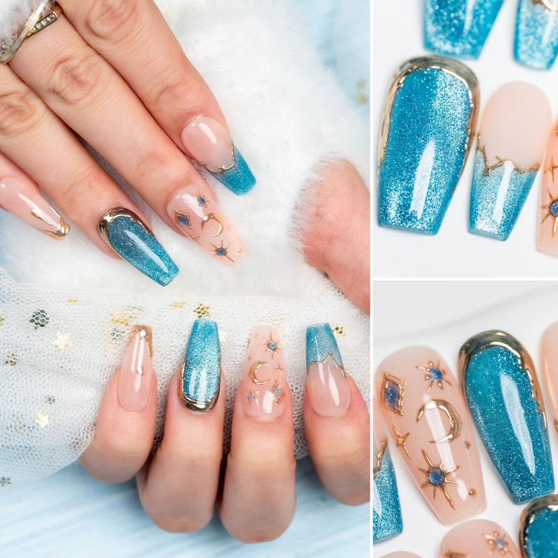 Sun&Beam Nails Handmade Nail Tip, Medium, Long, Ballerina, False Claws,