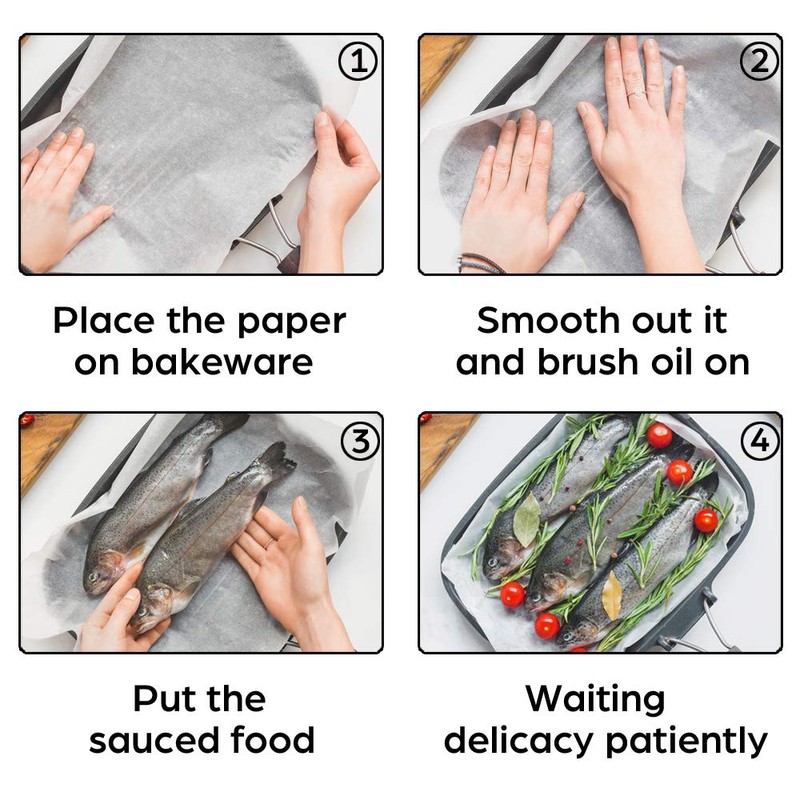 WRAPOK Baking Parchment Paper Greaseproof Cooking Sheets White Non-Stick Pre-Cut