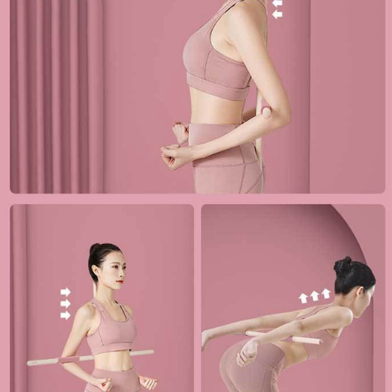 2pcs 31.5in Length Yoga Training Stick Beechwood Open Shoulder Back