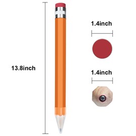 BUSHIBU Wooden Jumbo Pencils for Prop/Gifts/Decor - 14 Inch Funny Big Novelty Pencil with Cap(Orange Red) for Schools and Homes