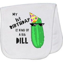 inktastic My 1st Birthday is Kind of a Big Dill Pickle in Sunglasses Baby Burp Cloth White 3abc9