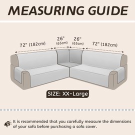 Arfntevss Corner Sectional Couch Covers for Sectional Sofa L Shaped Sofa Cover Washable Quilted Slipcover Non Slip U Shape Couch Cover Pet Dog Furniture Protector (Silvery Grey, XX-Large)