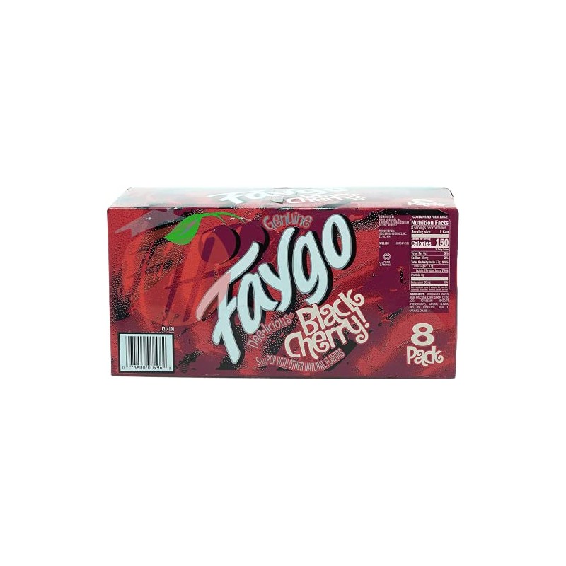 Faygo Black Cherry! flavored soda pop. 8-pack 12-fl. oz. cans