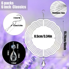 WindMage 6 Pack 6inch Sublimation Wind Spinner Blanks 3D Aluminum Metal Wind Sculpture Kinetic Spinners for Yard and Garden Indoor Art Ornaments Hanging Decoration (Classics)