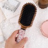 Framendino, 1 Pack Pink Bling Hair Brush RhinestoneCompact Comb Detangle