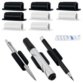 Tomedeks Pack of 8 Pen Holders, Durable and Versatile Pencil Holder, Viscose Clips that Can Be Fixed to the Table, Ballpoint Pen Holder for Classroom and Office (Black, White)