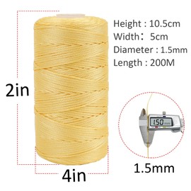 CAMAL Polypropylene Yarn 1.5 mm x 200 m Crochet Yarn for Bags Macrame Yarn for Handbag Crochet Polypropylene Yarn for Crafts Home Decorations, Place Plates, Shoulder Bag (Golden Yellow)