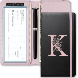Kakurookie Letter Checkbook Cover, RFID Blocking Checkbook, Duplicate Checks with Pen Holder, Cards Slots, Multi-Functional Checkbook Holder for Personal and Business Checks (K)