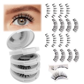 Fadlash Magnetic Eyelashes 4 Pairs No Glue Magnetic Eyelashes Natural Look Magnetic Eyelashes Reusable and Strong Hold Eyelashes Magnetic Lashes Without Eyeliner （KS02+XM1）