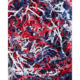 "Soft & Thin" Cut Crinkle Paper Shred Filler (1 LB) for Gift Wrapping & Basket Filling - Red, White and Blue | MagicWater Supply