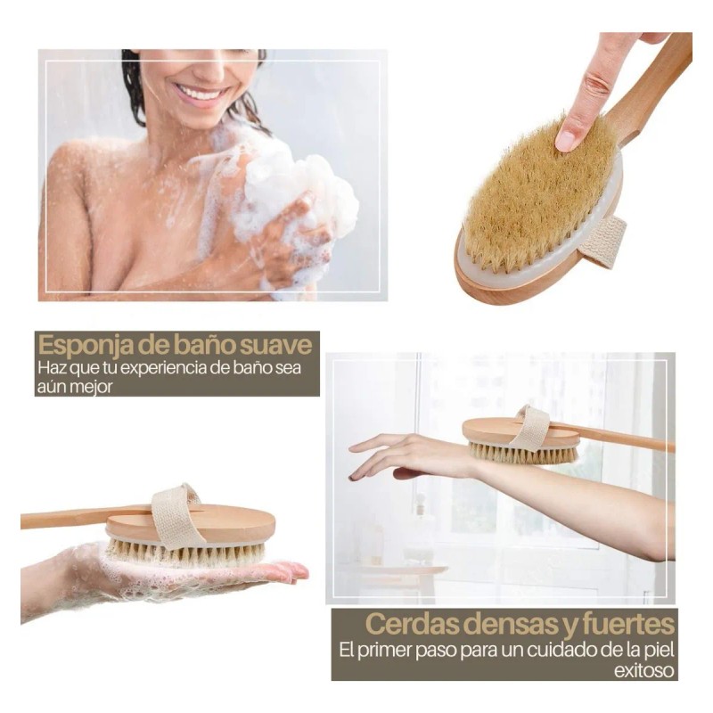Cepillo Corporal En Seco Cerdas Naturales Mango Removible F
