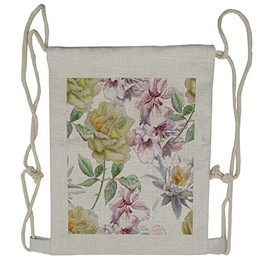 Ambesonne Floral Drawstring Backpack, Rose Petals Sakura Lily, Sackpack Bag