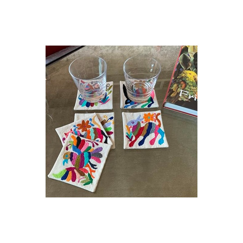Two Sisters Juego de 6 Portavasos, Variados Dibujos Bordado a
