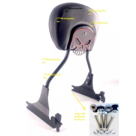 JMEI BLACK SKULL Sissy Bar Backrest With Docking For HARLEY BREAKOUT 2013-17 16 15 14