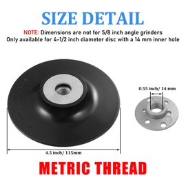 3 Pieces 4-1/2 Inch 14 mm Sanding Disc Backing Pads Replacement Disc Backing Pads Sander Backup Pad with M14 Thread Lock Nut for Angle Grinder
