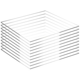 JINMURY 10 Pack 12" x 12" Clear Square Acrylic Sheets 1/8" Thick (3mm) Cast Acrylic Plexiglass Sheet Transparent Plastic Sheets for Sign, Laser Engraving and Cutting, Crafting, DIY Display Projects