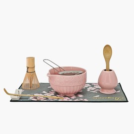 Joyscale Matcha Whisk Set, 8 Pcs Pink Matcha Kit Set, Ceramic Matcha Set Whisk And Bowl For Making Breakfast/Latte, Matcha Bowl And Whisk Set, Matcha Starter Kit
