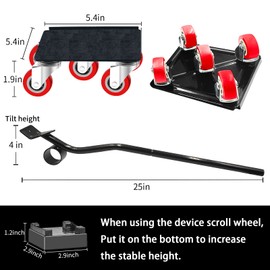 5 Wheel Furniture Dolly, 1100lbs Moving Dollies with 5 Wheels, 360° Rotation Moving Furniture Lifter for Heavy Duty, Heavy Furniture Mover Tool for Sofa Refrigerator Bed