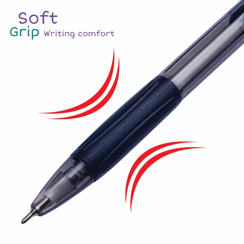 ArrowRT Retractable Ballpoint Pens, BLACK, Fine Point (0.7mm), Pack of
