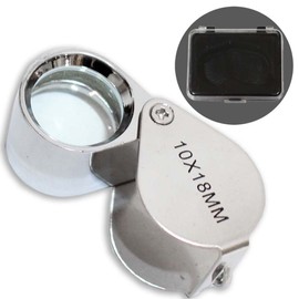 Maximize Chrome Jeweler's Loupe | 10X Power Magnification | Swivel 18mm (0.71") Glass Lens | Key Ring Attachment | Chrome-Plated Metal Body & Case | Includes Shockproof Storage Display Box