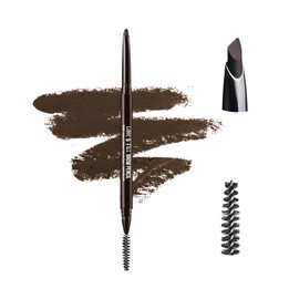 Kiss New York Professional Eyebrow Pencil, D-Shape Design for Line & Fill, Dual-Sided Retractable Brow Definer with Spoolie, Silky Smooth Texture, Cruelty-Free