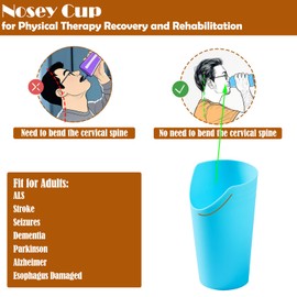 JFGLORIX 2pcs Nosey Cups 8.7oz,Elderly Care Cups for Physical Therapy Recovery and Rehabilitation